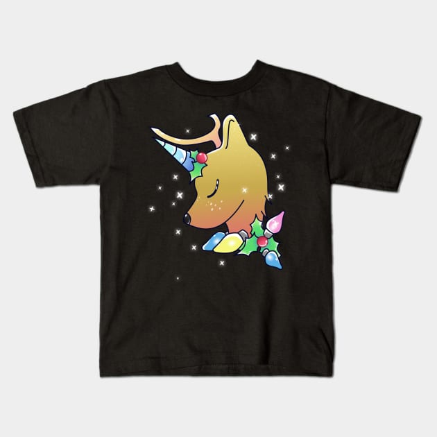 Cute Christmas Unicorn Deer Kids T-Shirt by KawaiiForYou